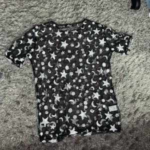 Over the moon glitter sheer shirt
